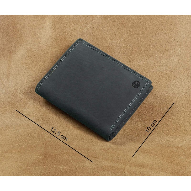 HC Men's High-Quality Wallet Portrait Format Antique Leather RFID Protection,