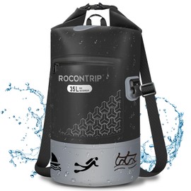 ROCONTRIP Waterproof Dry Bag Durable Backpack Roll Top Dry Sack Reflective Floating Pouch for Kayaking Canoe Camping Boating Rafting Fishing Water Sports Outdoor 10L/25L/35L/45L(10L, Orange)