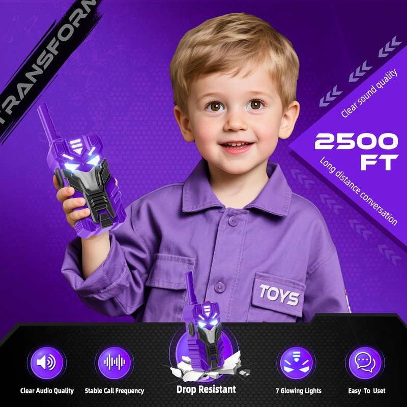 Purple Doomlord Walkie Talkies for Kids 2 Pack Transform Robot
