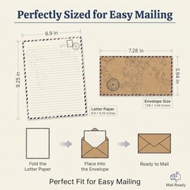 Paquete de 90 papeles de papelería para correo aéreo, papel de escritura vintage y sobres para invitaciones, cartas de agradecimiento o cartas casuale