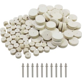 Wool Felt Polishing Pad,100 Pieces Buff Clean Wheels Multifunctional Felt Polishing Tools for Plastic Metal Jewelry(13mm 25mm)