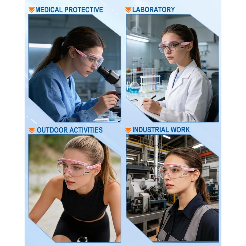 abtong Safety Glasses Over Eyeglasses — ANSI Z87.1 Certified Clear