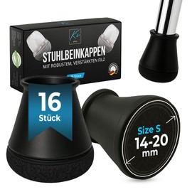 Chair Leg Caps Round Black Pack of 16 14-20 mm Felt Gliders for Chairs, Chair Leg Protectors, Round Chair Socks, Protective Caps for Chair Legs, Chair Leg Socks, Chair Glides, Chair Protectors, Covers