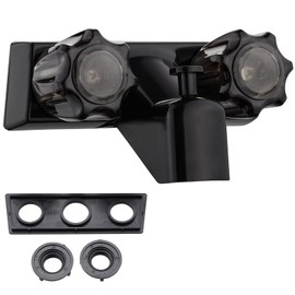 RV Shower Faucet, Dual-Handle Camper Shower Faucet, 4" RV Bathtub Faucet with Shower Diverter, RV Outdoor Shower for RV, Camper Van, Outside and Inside Bathroom Shower (Black)