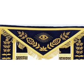 Masonic Blue Lodge Past Master Gold Handmade Embroidery Apron Blue Velvet