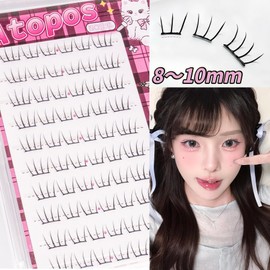 Atopos ultra-light no-glue eyelashes 8-10mm ultra-slim flat hair idol strands, no need to glue eyelashes, 60 hairs, 1 piece, black line / 아토포스 초경량 노글루 속눈썹 8-10mm 초슬림 플랫모 아이돌 가닥 속눈썹 풀 필요없음 60모, 1개, 블랙라인