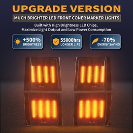 Gempro LED Corner Lights Side Marker Turn Signal Lamps for Chevy C/K 1500 2500 3500 1994-1998 C10 Pickup Truck Silverado Suburban Tahoe Front Grill Lights, 4PCS