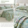 Sanracie Oversized King Bedspread(128"x120"),100% Cotton Green Floral Quilt Set 3Pcs