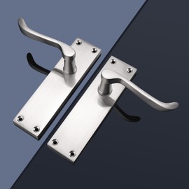 Probrico Satin Nickel Door Handles Internal with Adjustable Mortice Door Latch(45mm/57mm),Victorian Scroll Door Handles Set Door Handles for Interior Doors,1 Pack