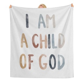 ISANOU Christian Blanket,Inspirational Throw Blanket for Kids Room Decor,Christian Religious Gifts,Homeschool Decor,Flannel Fuzzy Warm Blanket for Couch Bed,I Am a Child of God Blanket,50x60 Inch