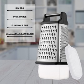 Bee Vibes Rallador de Queso de Acero Inoxidable - Molinillo de 4 Tipos de Rayadores para Zanahoria, Limón, Frutas y Verduras, Queso, Patatas, Multifuncional y Práctico para Cocina