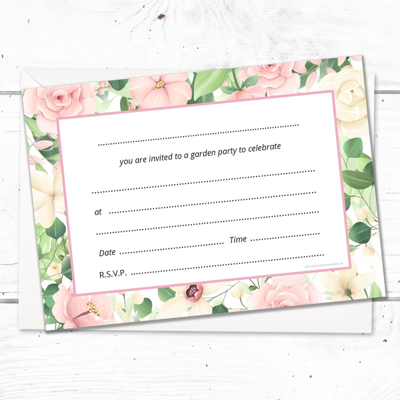 Olivia Samuel 20 x Garden Party Invitations – Ready to