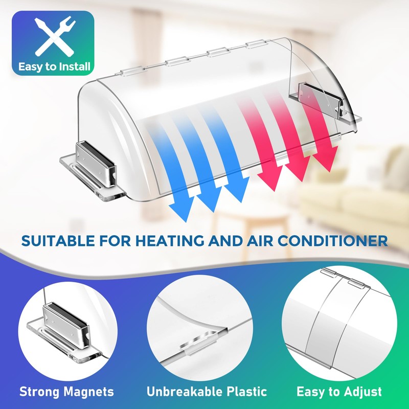 2 Pack Adjustable Air Vent Deflector - 9”to 15.5” Magnetic
