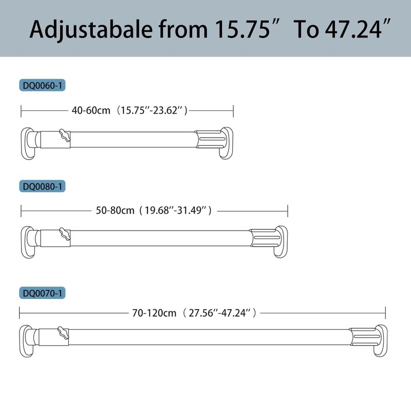Hershii Expandable Window Shower Curtain Tension Rod Oval Head Shower