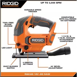 RIDGID HEAVY-DUTY 18V 18 VOLT Cordless Jig Saw (Tool Only) (RENEWED)