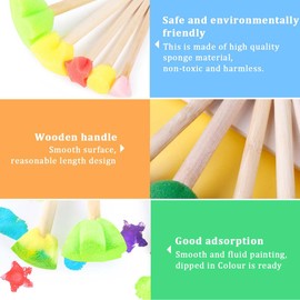 Sponge Brush, 27 Pieces Child Painting Sponge Brush Set Made of Foam Sponge Dab Brush Set Foam Dabbing Brush for Painting Craft Ceramic DIY Painting Tools Pack