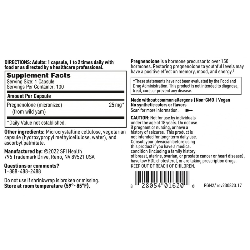 Klaire Labs SFI Health Pregnenolone - Hormonal Balance, Mood &