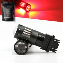 Syneticusa 3157 Red Flashing Strobe Blinking Rear Alert Safety Brake Tail Stop High Power LED Light Bulbs