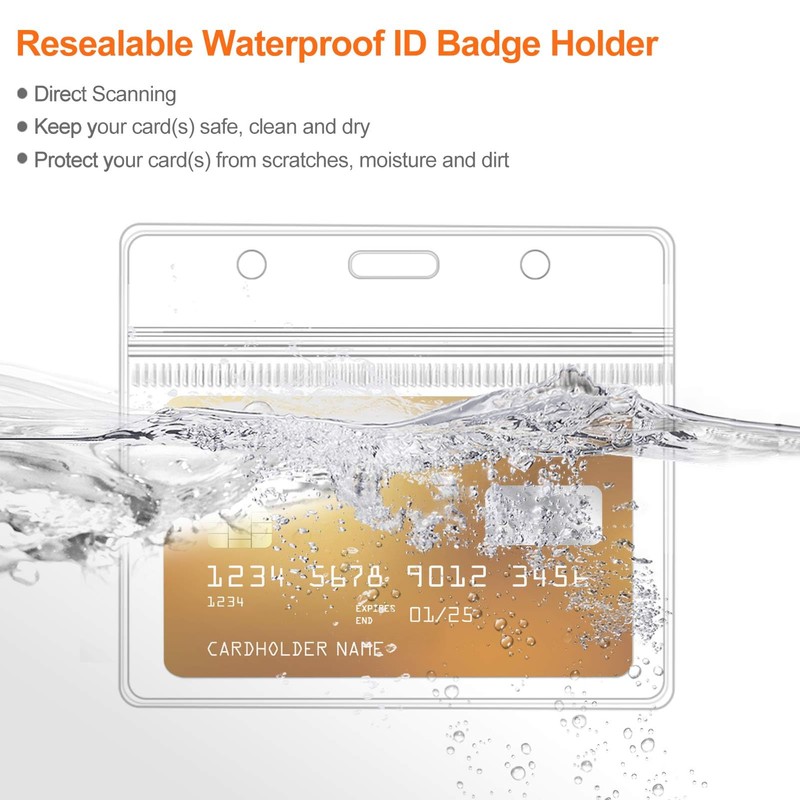 WILLIZTER Clear ID Badge Holder with Lanyard Water Proof Horizontal