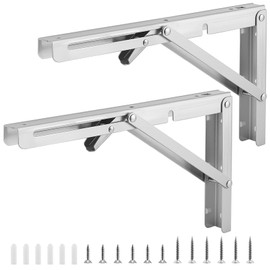 SEUNMUK 2 Pack 12 Inch Heavy Duty Folding Shelf Brackets, Collapsible Brackets, Hinged Bracket for Kitchen,Bathroom,Bookshelves,Beds, Outdoor, Max Load: 132lb/60KG