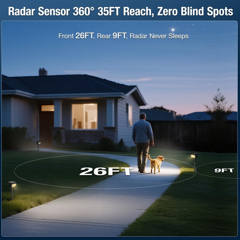 Lebenwell Solar Lights Outdoor, Motion Sensor Outdoor Solar Spotlights Waterproof,
