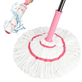 XXFLOWER Self-Wringing Twist Mop for Floor Cleaning, 57” Long Handle Heavy Duty Microfiber Mop for Wet Mopping on Tile, Hardwood, Kitchen, Bathroom, Patio, Garage, Commercial Household Clean (Pink)