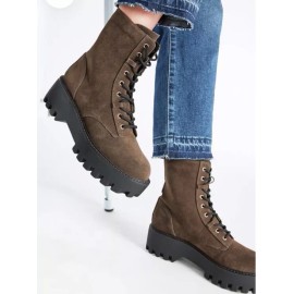 JustFab Just Fab Brown Combat Hikers  Size. 8M Az-18363