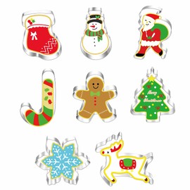 Christmas Cookie Cutter, 8PCS Cookie Cutter Set, Stainless Steel Christmas Cutters for Baking - Santa,Gingerbread Man,Snowflake,Snowman,Christmas Tree,Reindeer,Candy Cane,Christmas Stocking