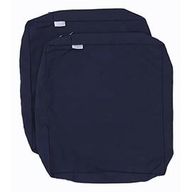 Midnight Dark Navy Outdoor Water Repellent Patio Chair Cushion Seat Pillow Covers (20"x18"x4" (2 Covers))