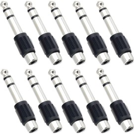 RUNCCI-YUN 10 pieces 6.35 mm plug stereoTRS to RCA RCA female interconnect audio adapter, RCA to 6.35 mm audio adapter, 1/4 inch stereo male plug