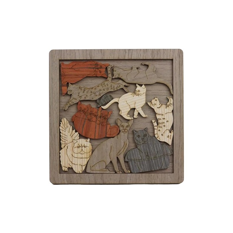 KOYOKOMA Wooden Puzzle Animal Decor Cute Adult Cat Cat