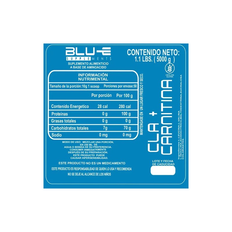 Blu-e - Cla Carnitina -pre-entreno 500gm Varios Sabores