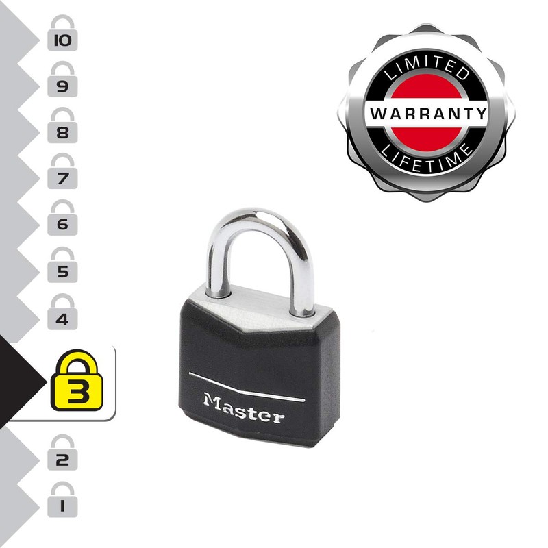 Master Lock 9120EURTBLK Pack of 2 Key Padlocks in Aluminium