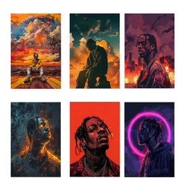 NebulaNova Travis Scott Album Poster 6 Pieces Canvas Poster Bedroom Decoration Landscape Office Room Decoration Gift Unframe Style 08 x 12 Inch (20 x 30 cm)
