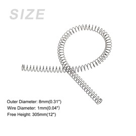 METALLIXITY Compression Springs (1x8mm OD,305mm Free Length) 2Pcs, 304 Stainless Steel Extension Spring - for Shop Home Repairs, DIY Projects, Silver Tone