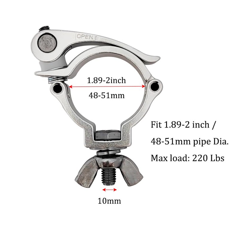 2inch Quick Release Stage Light Clamp Aluminum Alloy Heavy Duty