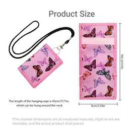 GWAWG Butterfly Kids Wallet,Child Wallet Folding Purse with Carabiner,Neck Strap and Key Ring for Boys Girls,Butterfly,Klein,Fashion.