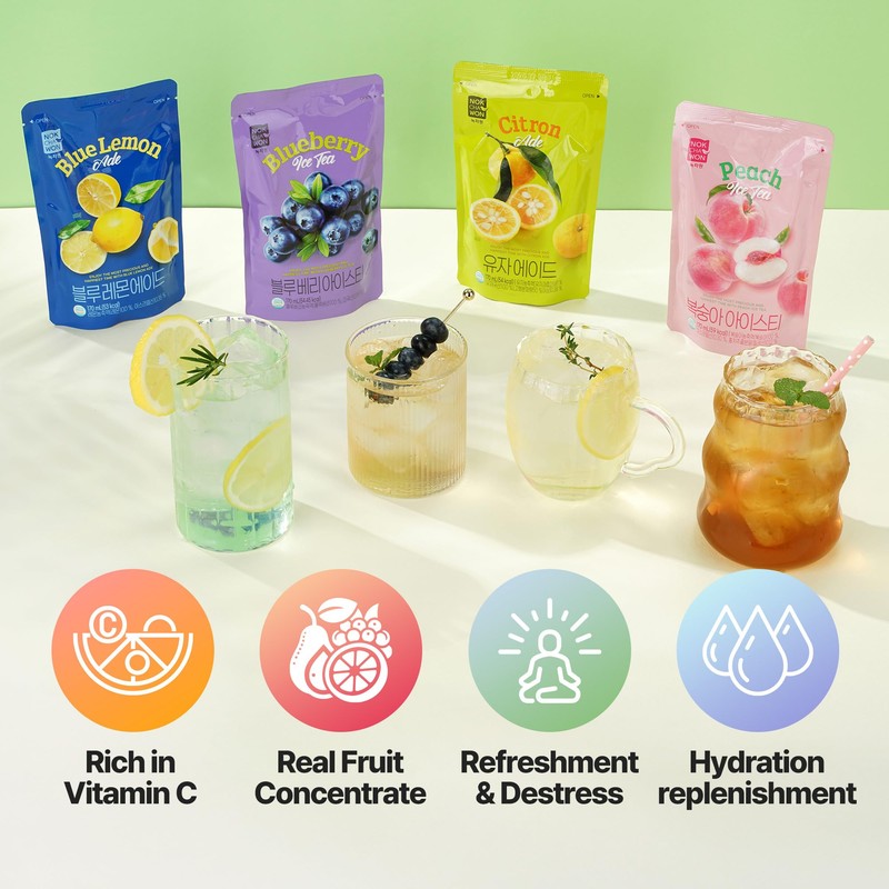 [Nokchawon] Blueberry Iced Tea Pouches 10 Packs – Refreshing Blueberry