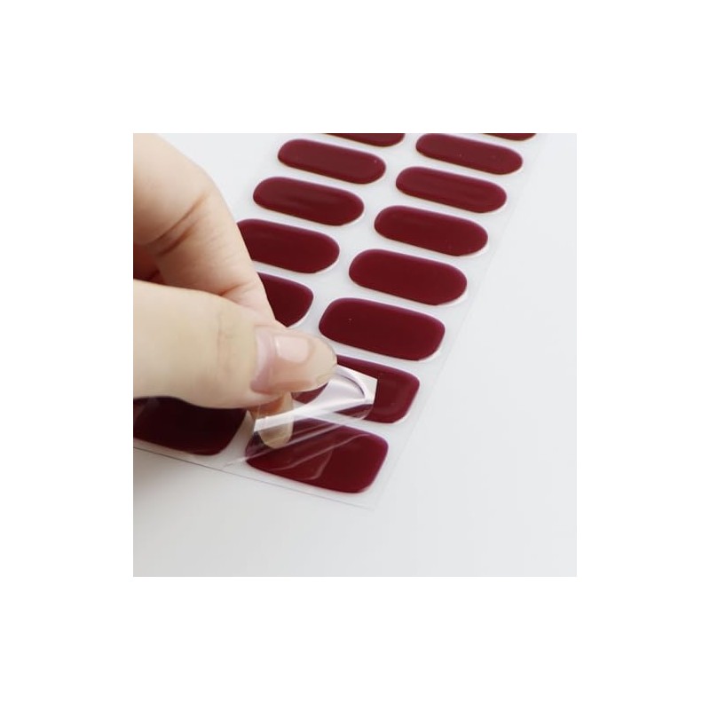JMEOWIO Lámina de uñas de gel rojo vino, autoadhesiva, pegatinas