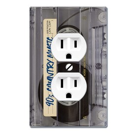 WIRESTER Duplex Outlet Cover Wall Plate/Switch Plate - Retro Clear Cassette Tape Country Music