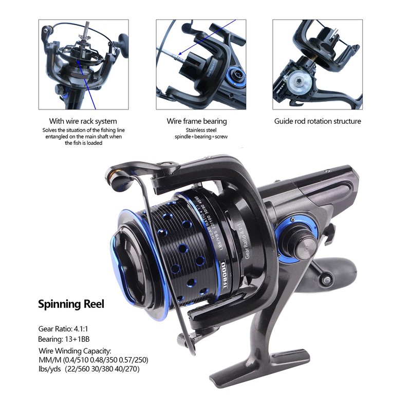 TF8000 Left Right Interchangeable Spinning Reel 13+1BB 4.1:1 Gear Ratio
