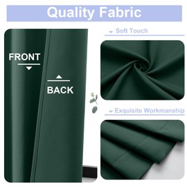 Simplebrand Ava Ever Green Short Blackout Curtains for Bedroom 54 Inches Long 2 Panels Set, Solid Thermal Insulated, Energy Saving Window Treatment Curtains Blackout Drapes, W40 x L54 Inch, Ever Green
