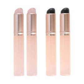 Silicone Lip Applicator,4 Pcs Silicone Lip Brush Smudger with Lid Hygienic,Convenient, Easy to Clean,Enhance Care Suitable for Lipstick and Gloss (2 Pink Heads+2 Gray Heads)