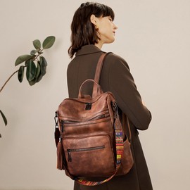 Shrrie Backpack Purse for Women Leather Backpack Fashion Designer Travel Backpack Convertible Shoulder Bag