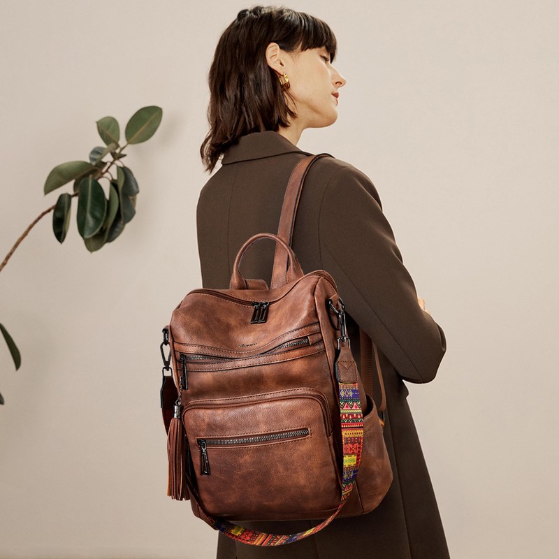 Shrrie Backpack Purse for Women Leather Backpack Fashion Designer Travel