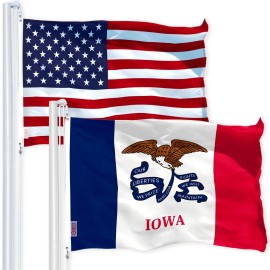 UD_G128 Combo Pack: USA American Flag 3x5 Ft 150D Printed Stars & Iowa State Flag 3x5 Ft 150D Printed