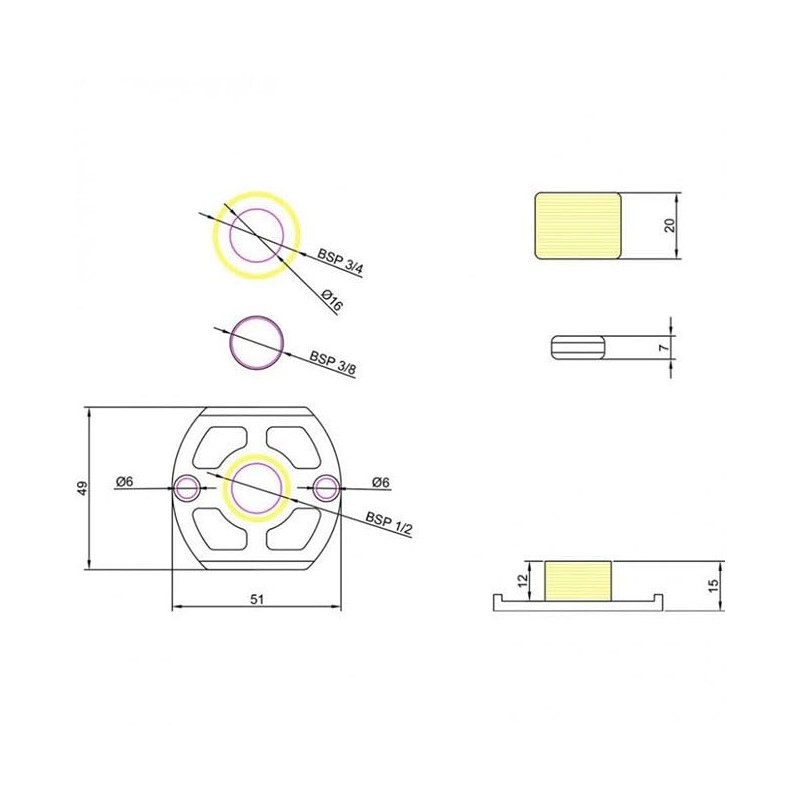 BSP Wall Mounting Bar Valve Fixing Brackets for Bar Shower