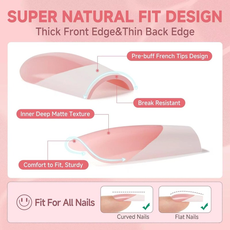 Christmas Press on Nails Short Coffin Fake Nails White False