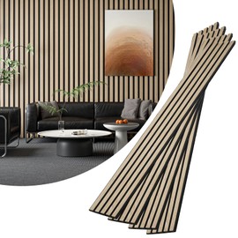 VallisCo 4-Piece Wood Slat Acoustic Panels for Stylish Decor - 94.5" x 7.87"Acoustic Wood Wall Panels 3D Wood Slat Wall Panel Acoustic Wood Panels for Ceiling and Wall White Oak