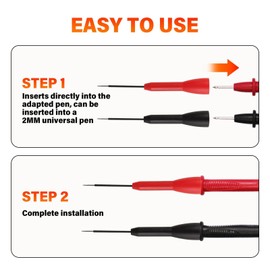2mm Extended Needle Test Probes 4 Pcs, 600V/10A Non-Destructive Multimeter Insulation Needle Probes Tip Compatible with Fluke Leads tl71 tl75